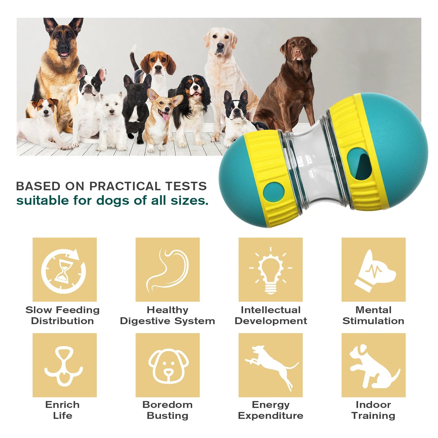 Distribuidor de petiscos para cães de pequeno, médio e grande porte, brinquedo interativo para treinamento de QI em ambientes internos, produto para Labrador e Chihuahua
