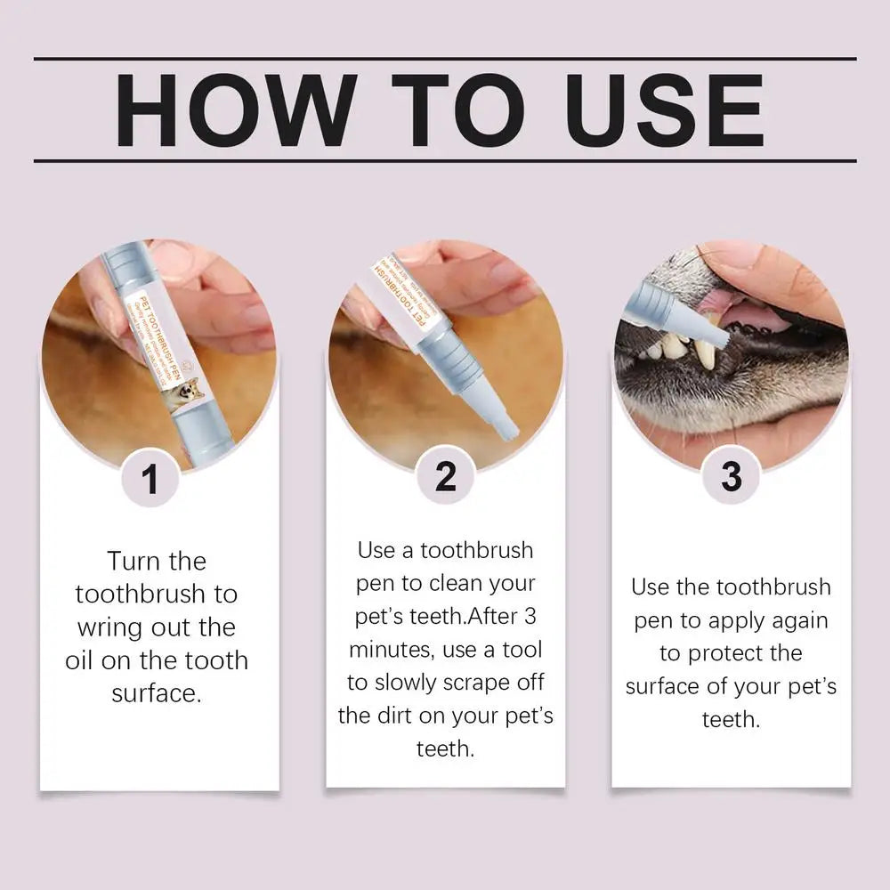 Caneta para limpeza de dentes de animais de estimação Caneta dental para animais de estimação Caneta para escova de dentes de cachorro Caneta refrescante para clareamento de dentes de gato Suprimentos para animais de estimação