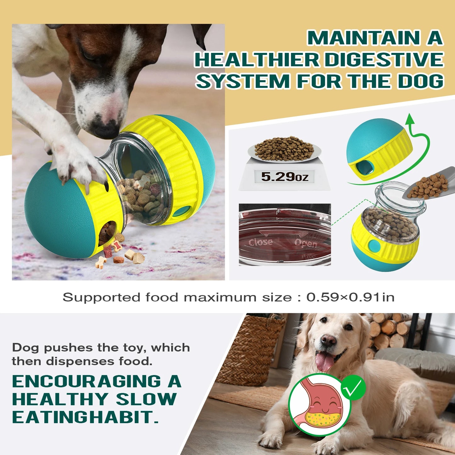 Distribuidor de petiscos para cães de pequeno, médio e grande porte, brinquedo interativo para treinamento de QI em ambientes internos, produto para Labrador e Chihuahua