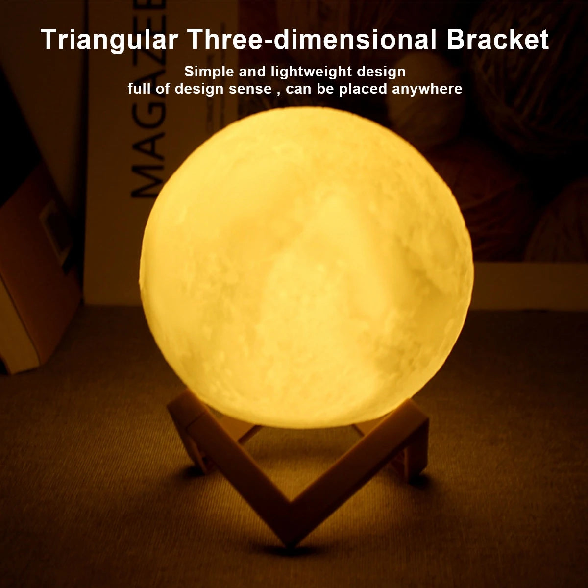 Lâmpada de lua LED de 8 cm, luz noturna alimentada por bateria com suporte, lâmpada estrelada, decoração de quarto, luzes noturnas, presente para crianças, lâmpada de lua