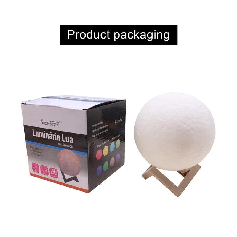 Lâmpada de lua LED de 8 cm, luz noturna alimentada por bateria com suporte, lâmpada estrelada, decoração de quarto, luzes noturnas, presente para crianças, lâmpada de lua