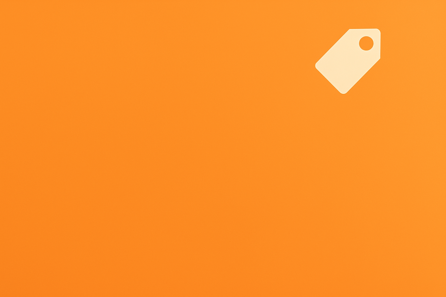 faz me uma imagem laranja minimalista para banner podes por uma etiqueta de compra pequena no canto superior direito