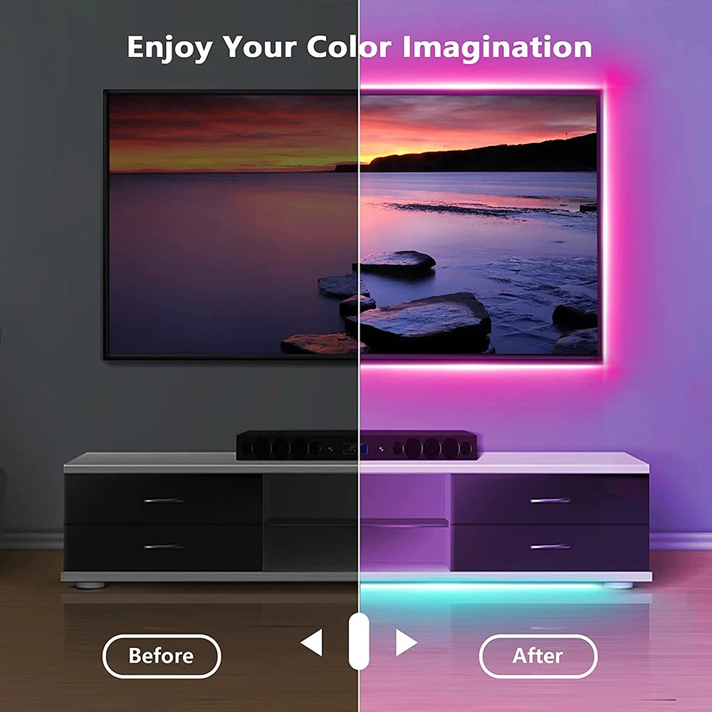 Fita LED Bluetooth USB 5050 SMD 5V USB RGB Luzes Fita LED Flexível Fita RGB Autoadesiva TV Desktop Diodo