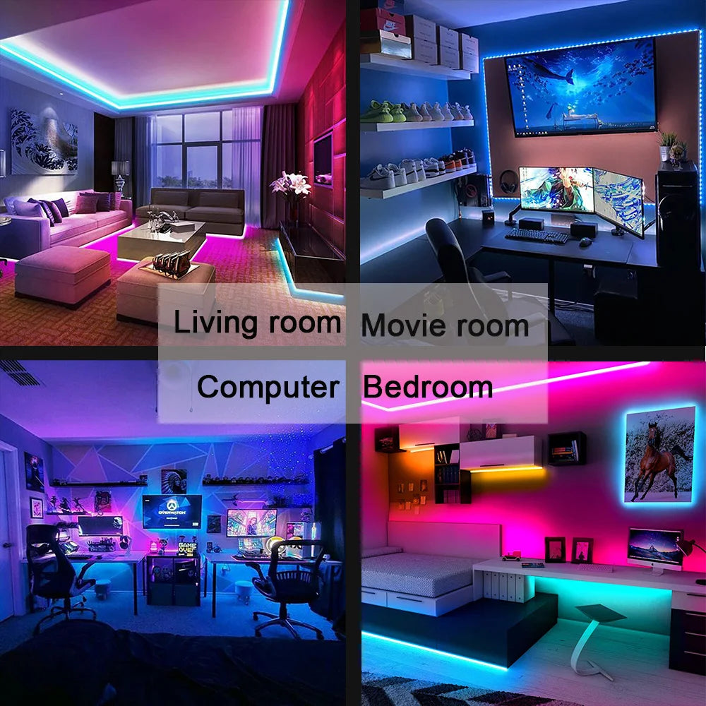 Fita LED Bluetooth USB 5050 SMD 5V USB RGB Luzes Fita LED Flexível Fita RGB Autoadesiva TV Desktop Diodo