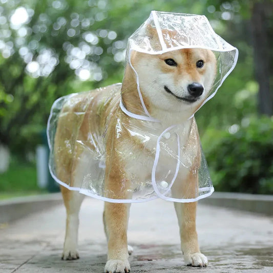 Capa de chuva transparente para cachorro e filhote, jaqueta impermeável com capuz, roupas de PVC macio, capa de chuva para cachorros pequenos