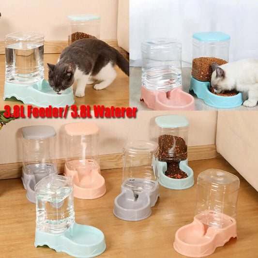Alimentador para animais de estimação de 3,8L em PP, fonte de água para animais de estimação, tigela para beber, alimentador automático para animais de estimação, grande dispensador de comida para cães e gatos