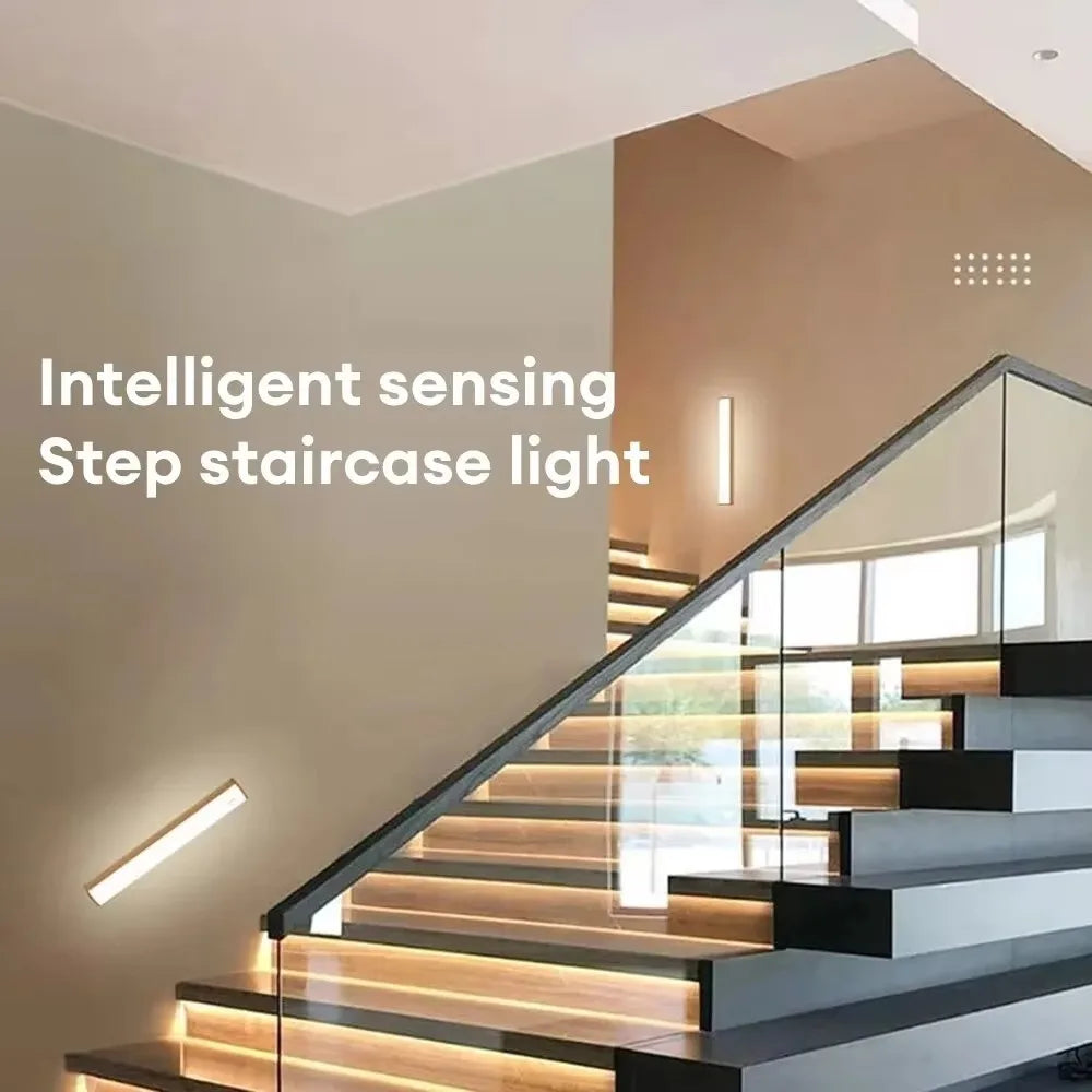 Luz noturna com sensor de movimento LED, recarregável, de indução, portátil, sem fio, magnética, para armário, cozinha, sala de cabeceira