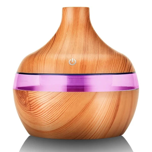 Umidificador elétrico, difusor de aromas de ar, umidificador de ar ultrassônico de madeira, aromaterapia com óleos essenciais, gerador de névoa fria para casa, 300ml