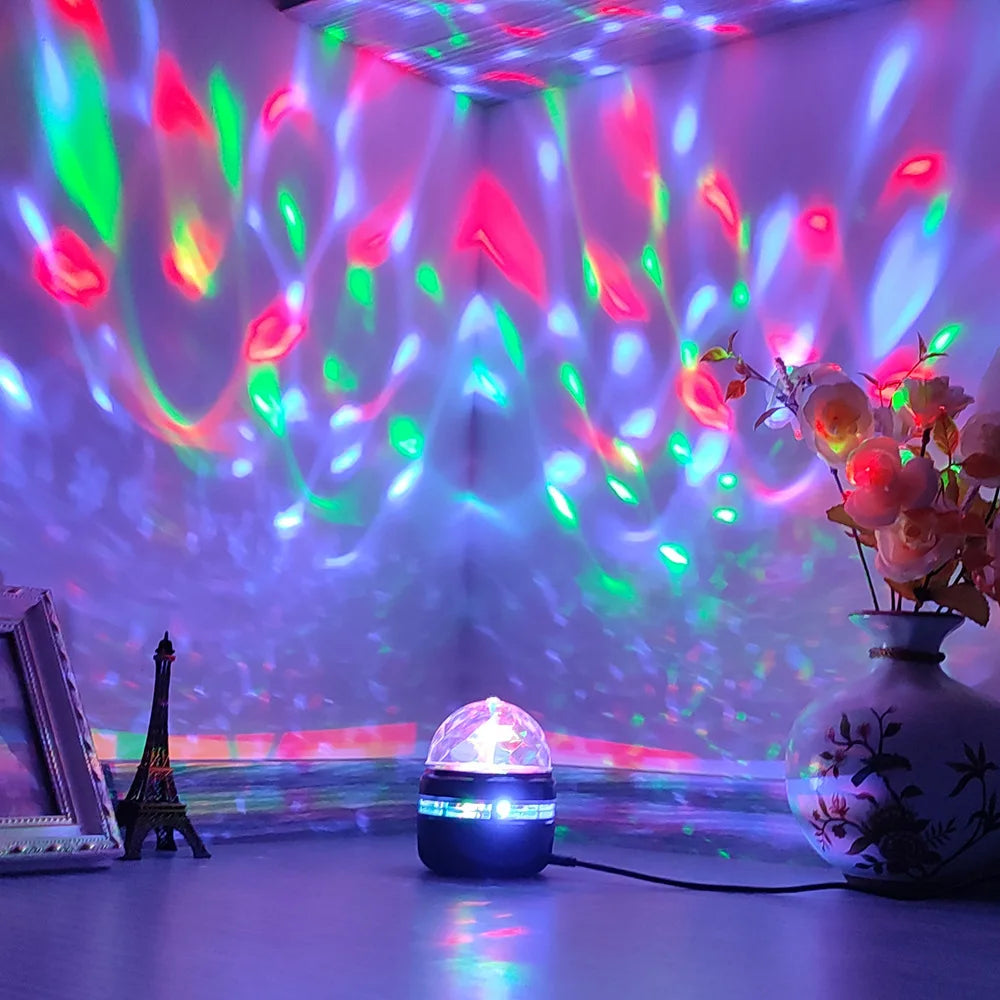Lâmpada projetora de galáxia com céu estrelado, luz noturna LED com controle remoto, som ativo, carregamento USB de 5 V, 7 modos para decoração de festa de quarto infantil
