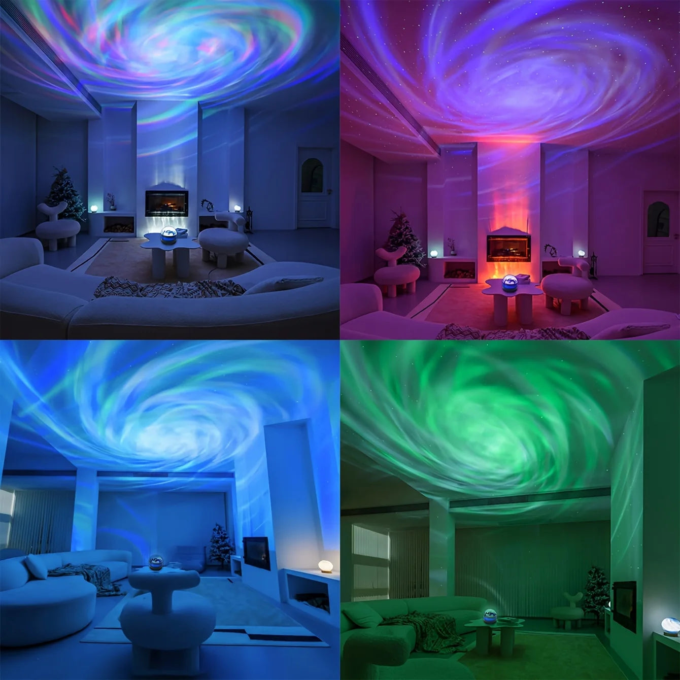 Lâmpada projetora de galáxia com céu estrelado, luz noturna LED com controle remoto, som ativo, carregamento USB de 5 V, 7 modos para decoração de festa de quarto infantil