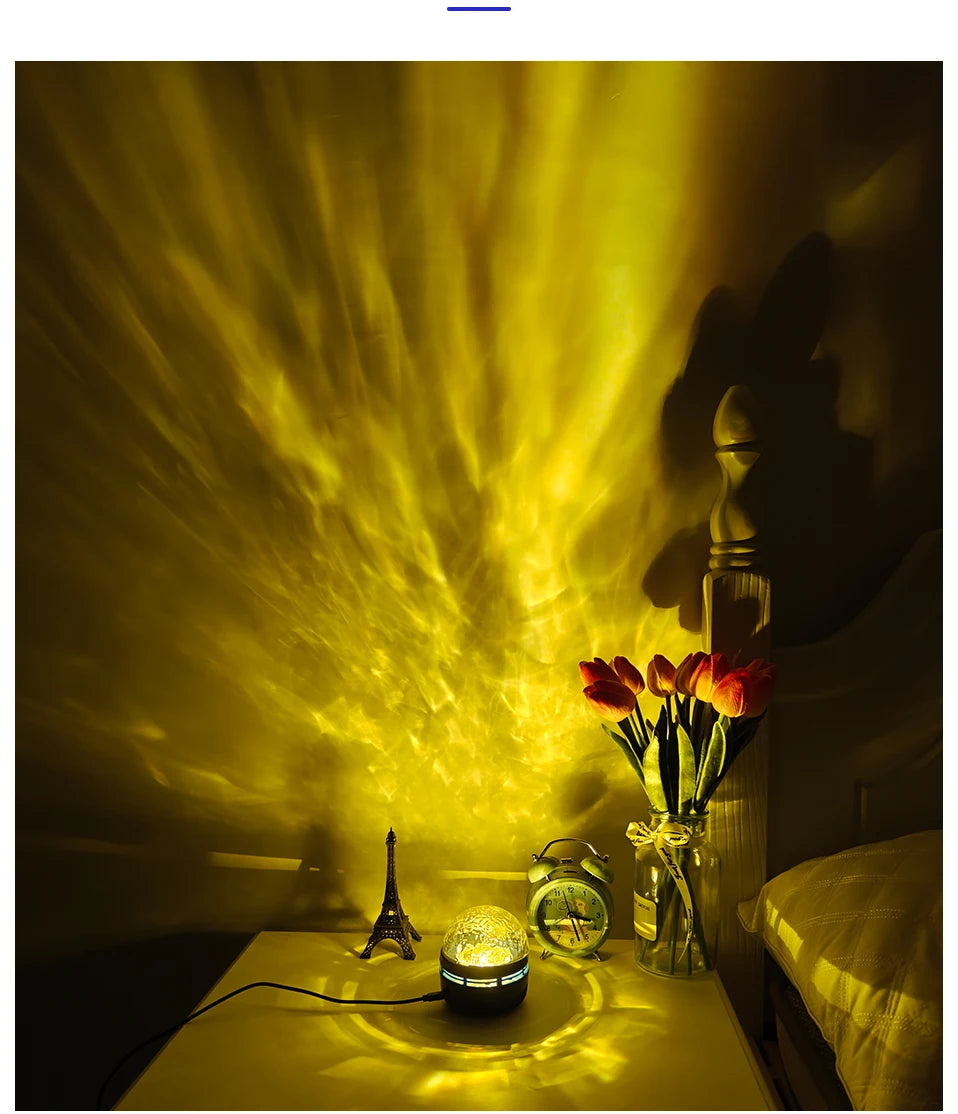 Lâmpada projetora de galáxia com céu estrelado, luz noturna LED com controle remoto, som ativo, carregamento USB de 5 V, 7 modos para decoração de festa de quarto infantil