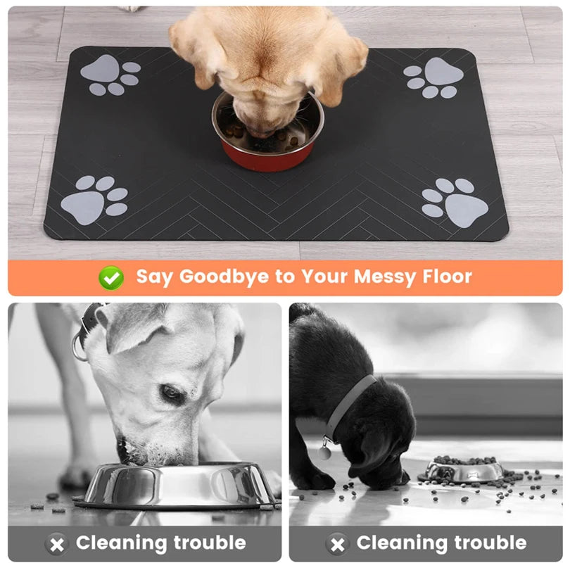 Tapete de mesa para alimentação de animais de estimação, , para tigela de comida e água, com revestimento de borracha à prova d'água, tapete de água de secagem rápida para cães e gatos
