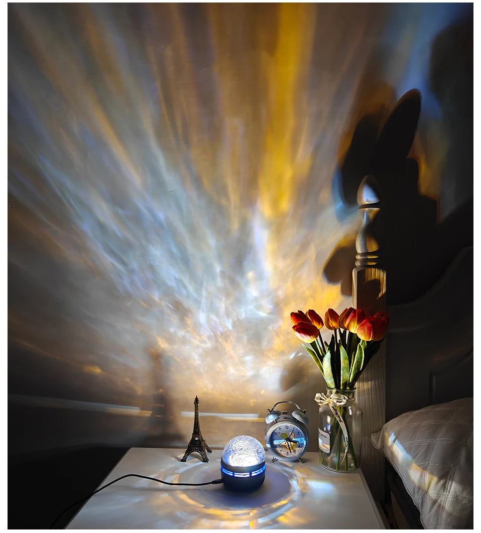 Lâmpada projetora de galáxia com céu estrelado, luz noturna LED com controle remoto, som ativo, carregamento USB de 5 V, 7 modos para decoração de festa de quarto infantil