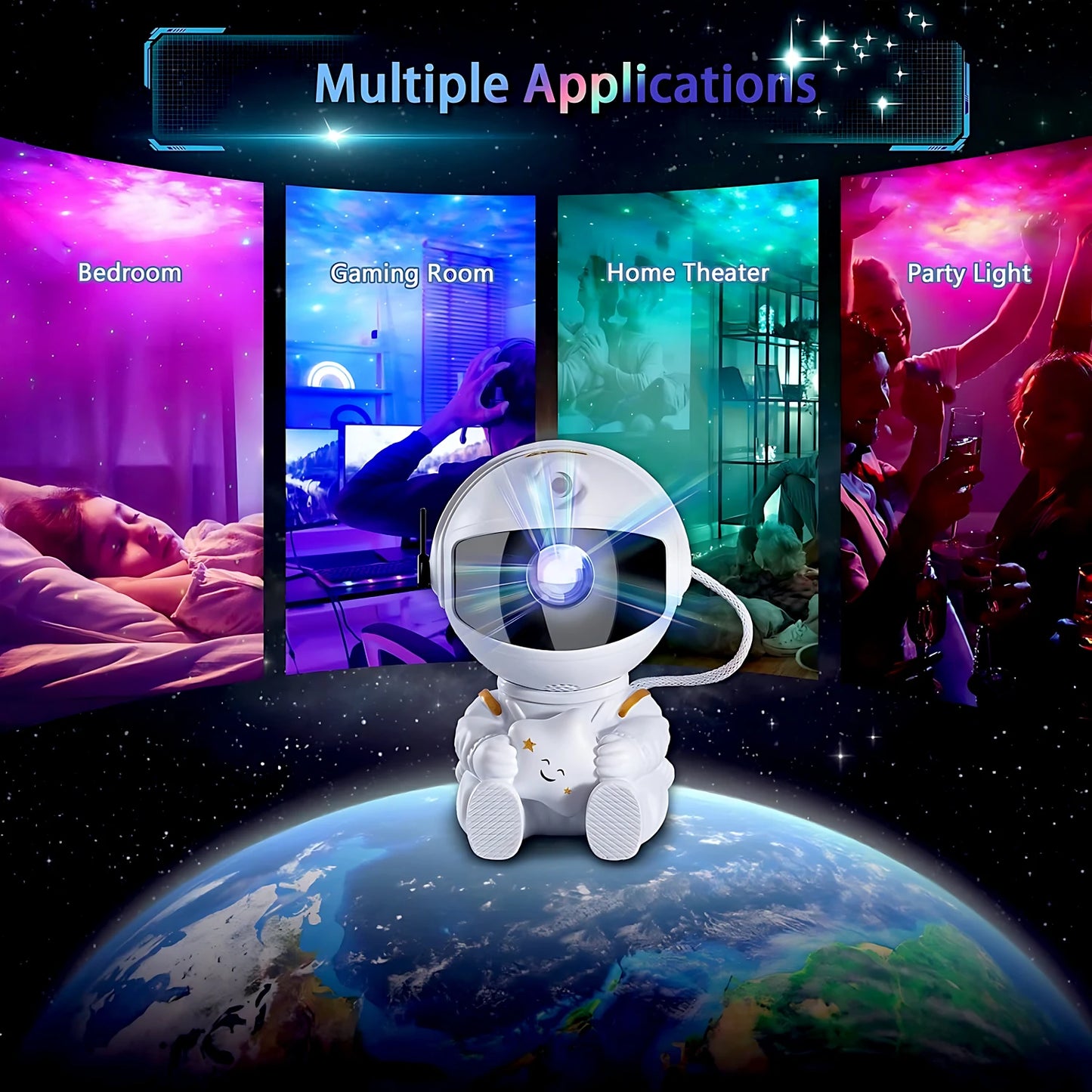 Projetor de estrelas Galaxy Night LightQ Astronauta Projetor espacial Estrelado Nebulosa Teto Lâmpada LED para quarto Casa Decoração Presente para crianças