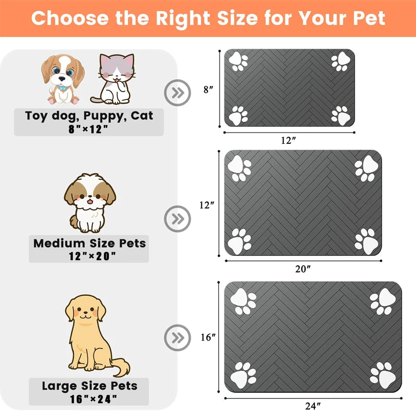 Tapete de mesa para alimentação de animais de estimação, , para tigela de comida e água, com revestimento de borracha à prova d'água, tapete de água de secagem rápida para cães e gatos