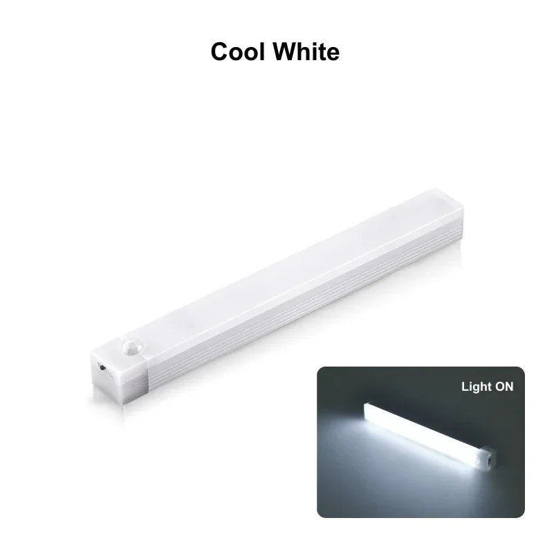 Luz noturna com sensor de movimento LED, recarregável, de indução, portátil, sem fio, magnética, para armário, cozinha, sala de cabeceira