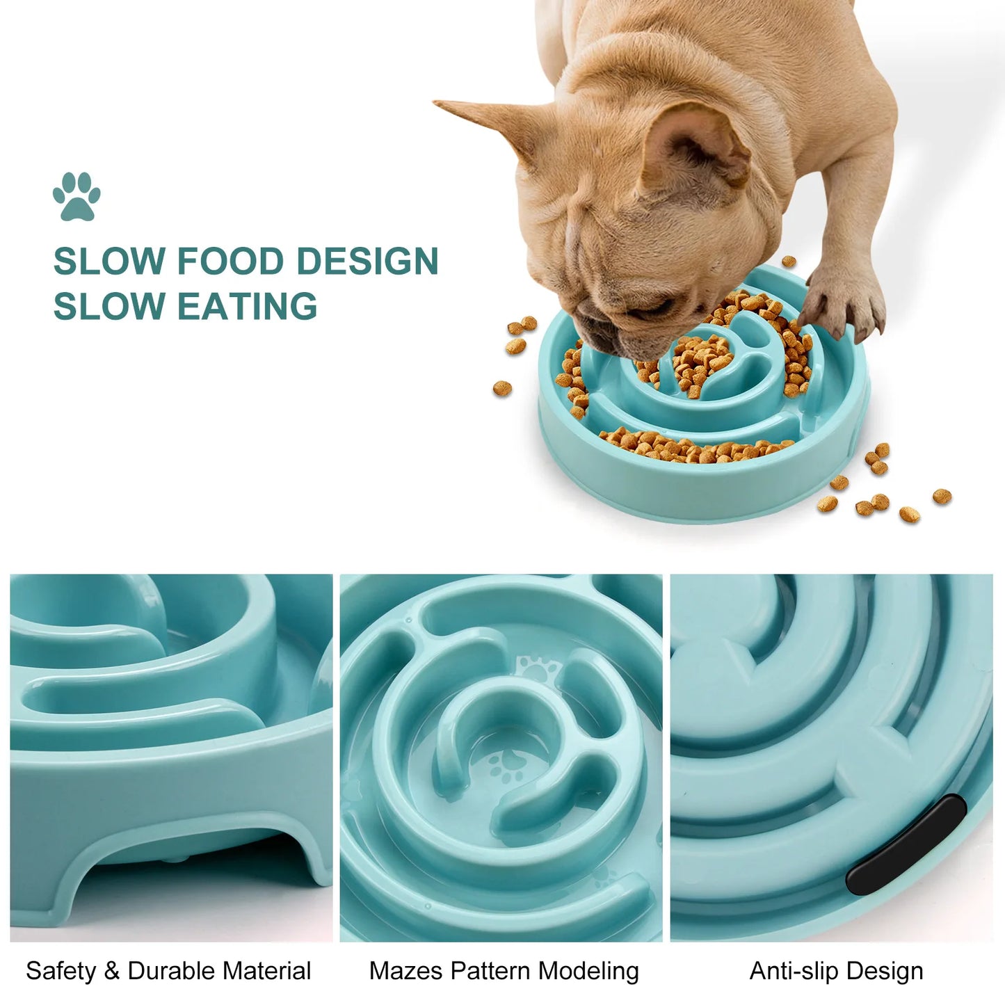 Tigela para comida lenta para animais de estimação - antiderrapante e durável - adequada para animais de estimação de todos os tamanhos