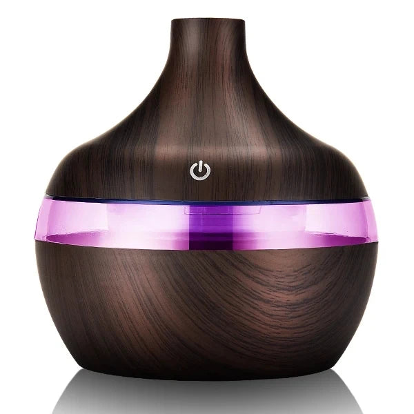 Umidificador elétrico, difusor de aromas de ar, umidificador de ar ultrassônico de madeira, aromaterapia com óleos essenciais, gerador de névoa fria para casa, 300ml