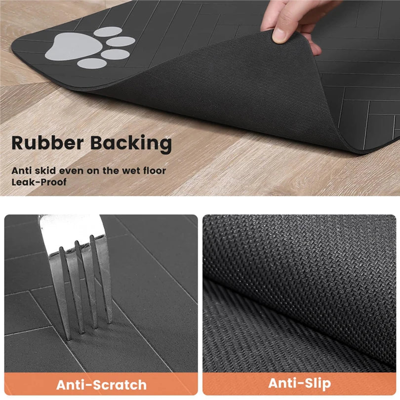 Tapete de mesa para alimentação de animais de estimação, , para tigela de comida e água, com revestimento de borracha à prova d'água, tapete de água de secagem rápida para cães e gatos