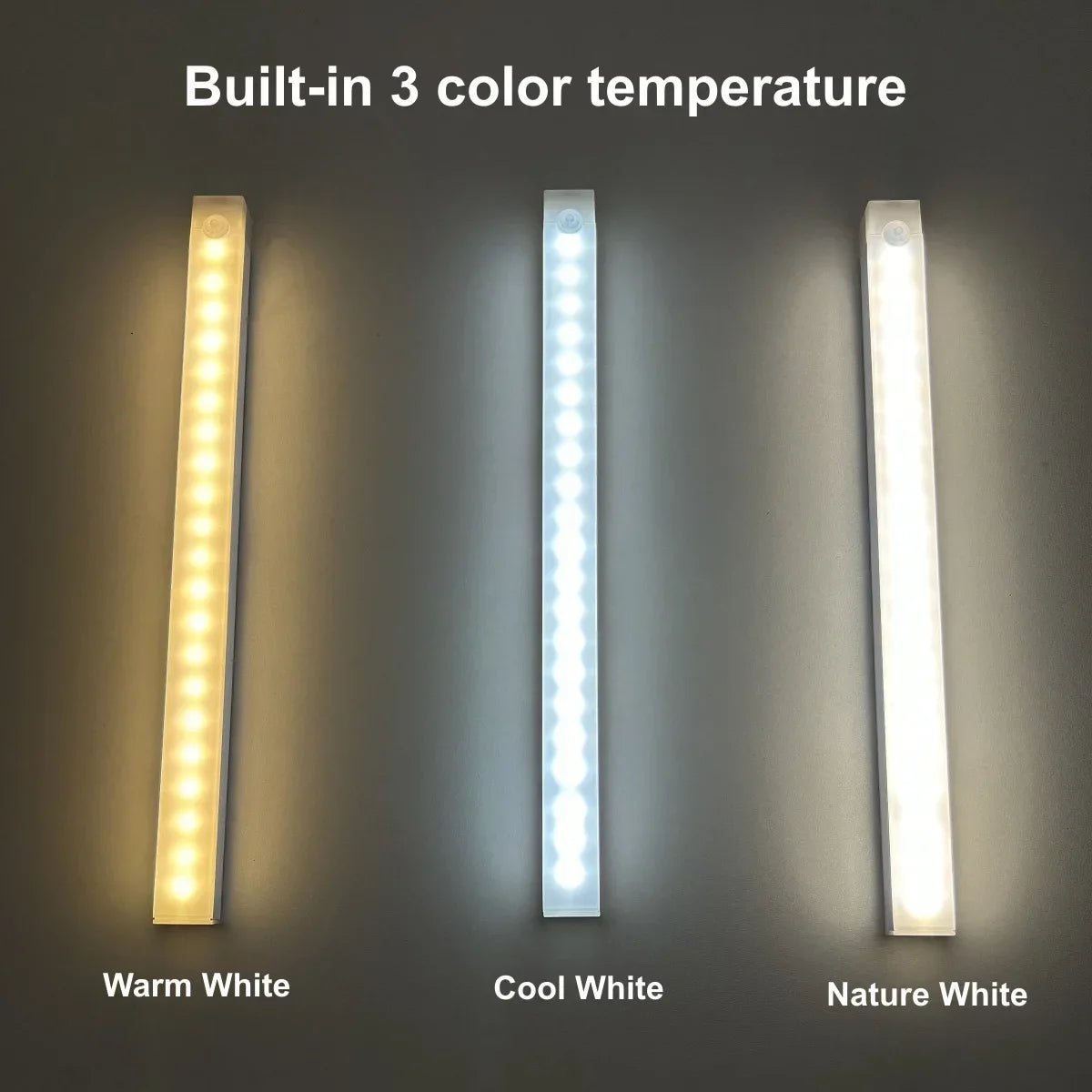 Luz noturna com sensor de movimento LED, recarregável, de indução, portátil, sem fio, magnética, para armário, cozinha, sala de cabeceira