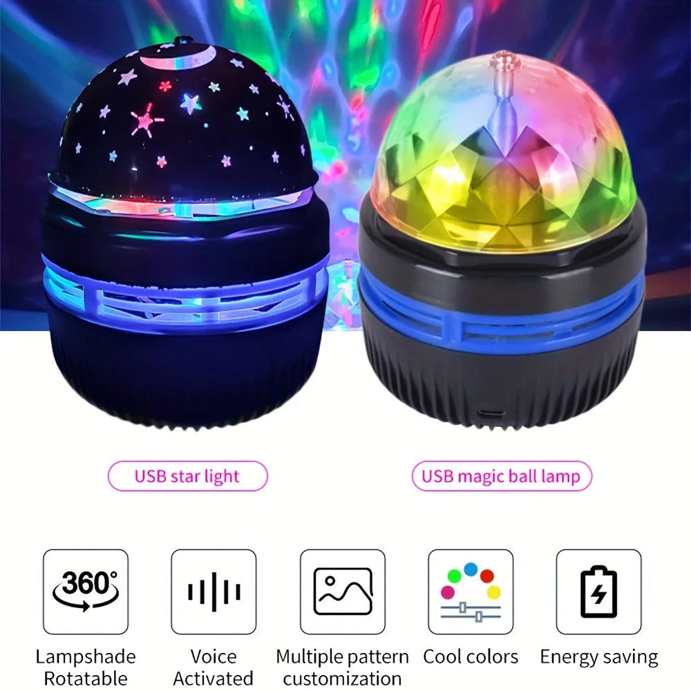 Lâmpada projetora de galáxia com céu estrelado, luz noturna LED com controle remoto, som ativo, carregamento USB de 5 V, 7 modos para decoração de festa de quarto infantil