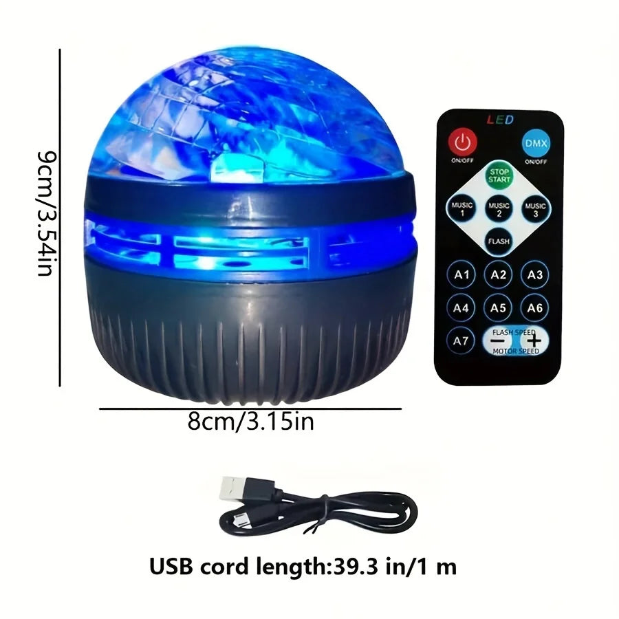 Lâmpada projetora de galáxia com céu estrelado, luz noturna LED com controle remoto, som ativo, carregamento USB de 5 V, 7 modos para decoração de festa de quarto infantil